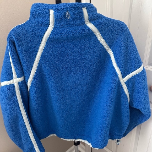 Free People Blue and White Fleece Hoodie - Picture 2 of 5